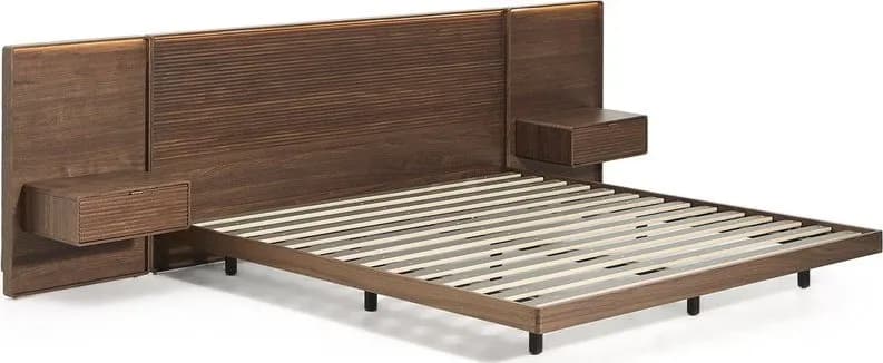 Hnědá dvoulůžková postel z březového dřeva s roštem 180x200 cm Norlen – Kave Home