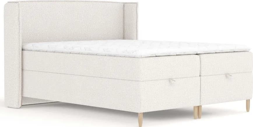 Krémová boxspring postel s úložným prostorem 200x200 cm Monpelli – Maison de Rêve