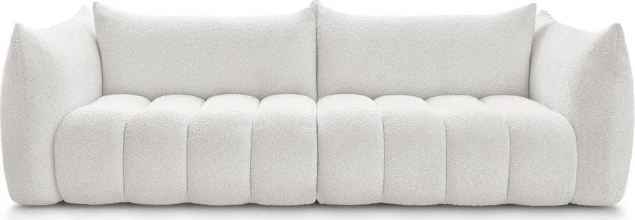 Bílá pohovka z textilie bouclé 286 cm Azra – Bobochic Paris