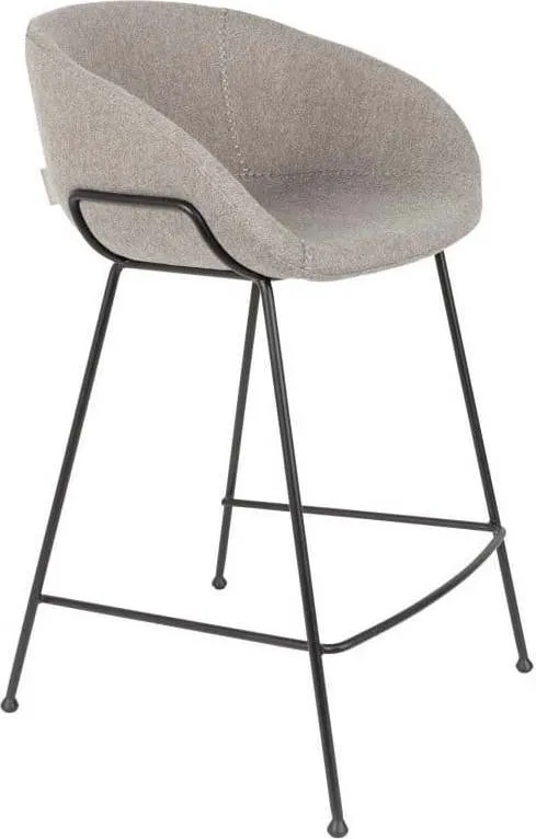 Šedé čalouněné barové židle v sadě 2 ks (výška sedáku 65 cm) Feston – Zuiver